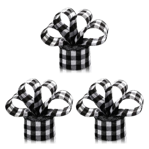 Accesorio de cinta con cable de Navidad Advancent decoración de arpillera a cuadros negro Blanco 15m