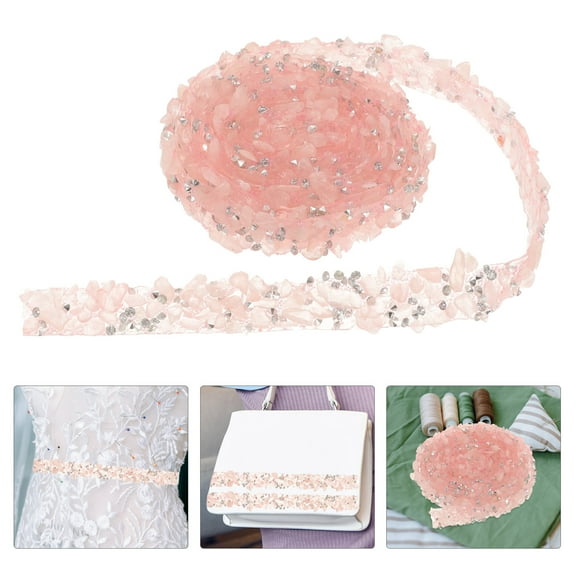 HAKIDZEL Rhinestone Candles Vases Ribbon Pink 1Set 39.4X0.5X0.1In