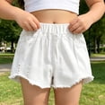 thumbnail image 5 of Liyamei Girls Distressed Denim Shorts with Elastic Waist for Summer Play Size 3-11,White, 5 of 7