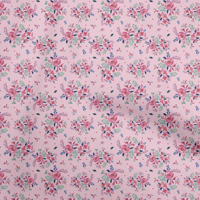 oneOone Rayon Light Pink Fabric Floral Craft Projects Decor Fabric Printed By The Yard 56 Inch Wide