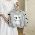 thumbnail image 2 of Byoo Toddler Girls Sweatshirt Cute Cartoon Cat Print Crew Neck Pullover Top Casual Sweater, 2 of 9
