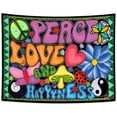 thumbnail image 2 of Peace Love and Happiness Tapestry Wall Hanging 70S Theme Party Wall Tapestry Hippie Art Tapestry for Bedroom Aesthetic Colorful Groovy Flower Wall Hanging Tapestry for Livingroom Dorm Decor, 60X40in, 2 of 2