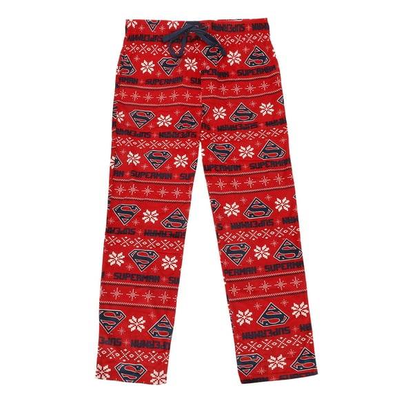 Superman All-Over Print Men's Lightweight Plush Minkey Fleece Sleep Pajama Pants-Medium