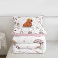 thumbnail image 5 of Erosebridal Animal Capybara Duck Full Size Comforter Sets 3 Pieces For Child Boys Girls,Kids Cartoon Rainbow Bedding Sets,Pink Reversible, 5 of 7