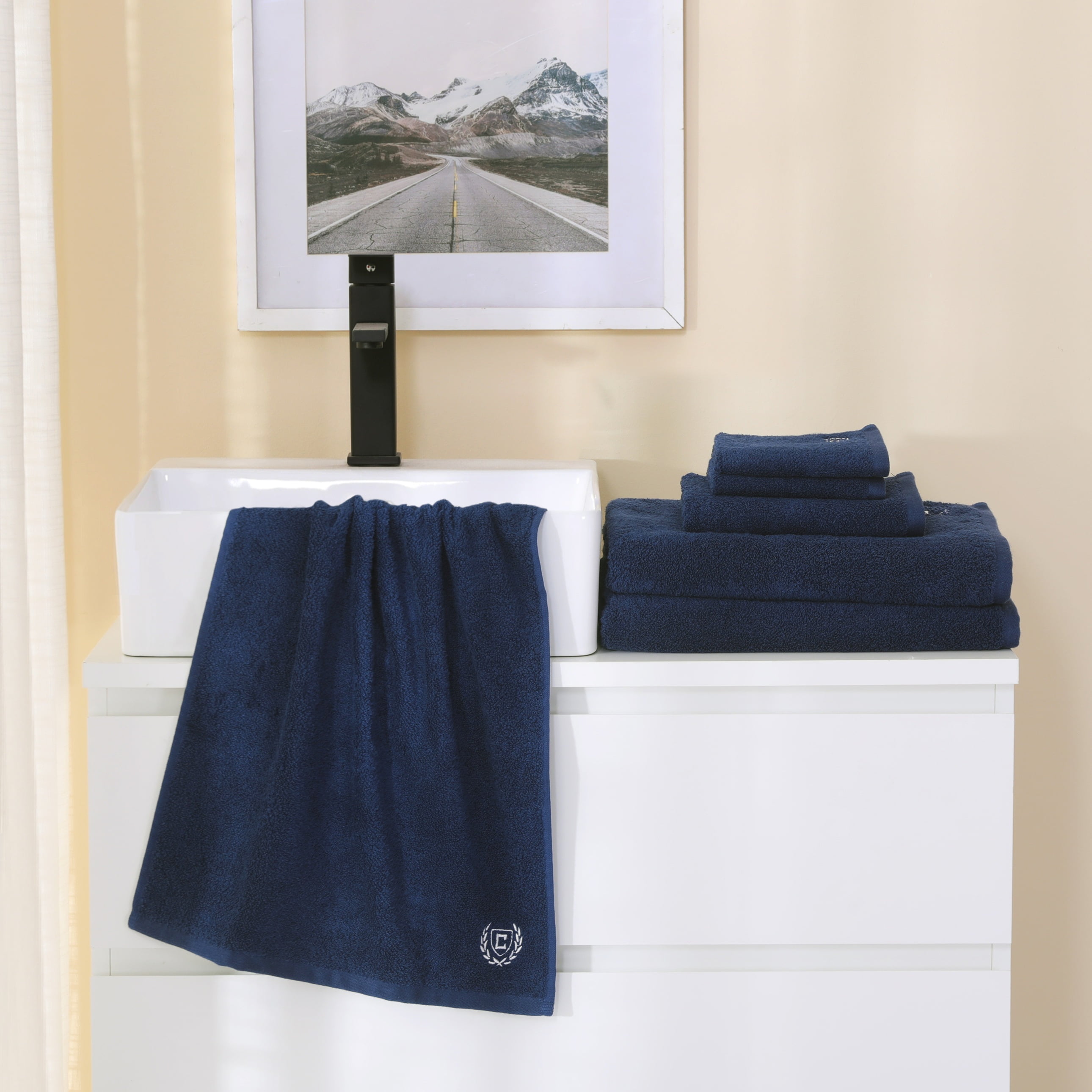 Happitat 6-Piece Fluffy Bath Towel Set in Navy