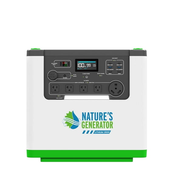 Nature's Generator Lithium 3600W, Fast Charge, Lifepo4 Power Station, Solar Generator for Home Use, Power Outage, Camping, RV, Emergencies