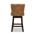 thumbnail image 5 of Swivel Counter Height Bar Stool, 26" Upholstered Faux Leather Barstool with Backrest and Wood Legs, Mid Century Modern Bar Chair Island Stool for Kitchen Counter, Tan Brown, 5 of 9