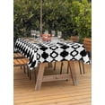 thumbnail image 3 of Outdoor Tablecloths with Umbrella Hole & Zipper, Bohemia 60 x102 Inch Rectangle Tablecloths, Retro Abstract Geometric Pattern Boho Black Waterproof Table Cloth, Patio/Pool/Picnic Table Covers, 3 of 8