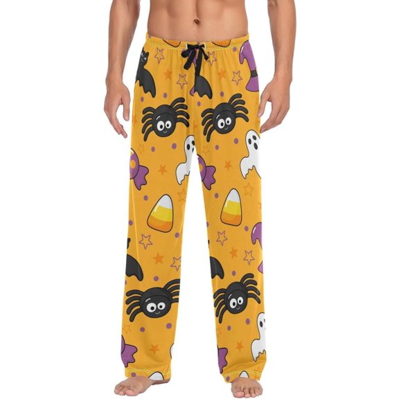 GZHJMY Halloween Pumpkin Bat Pajama Pants For Men, Men's Separate Bottoms, Lounge Pants with Pockets, Christmas New Year Birthday Gifts, X-Large, Christmas New Year Birthday Gifts, X-Large