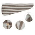 thumbnail image 3 of 1 Pc Women Breathable Stripe Hair Drying Towel for Bathroom Vacation Brown White Coral Velvet, 3 of 3