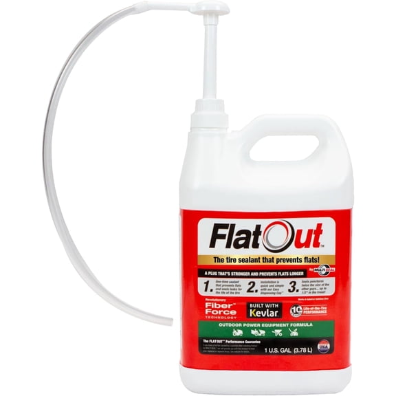 FlatOut Tire Sealant, Outdoor Power Equipment Formula with Valve Core Tool