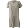 thumbnail image 4 of UKAP Women's Plus Size Tunic T-Shirt Dress Summer Cotton Linen T Shirt Knee-Length V Neck Long Sleeve Midi Sundress, 4 of 5