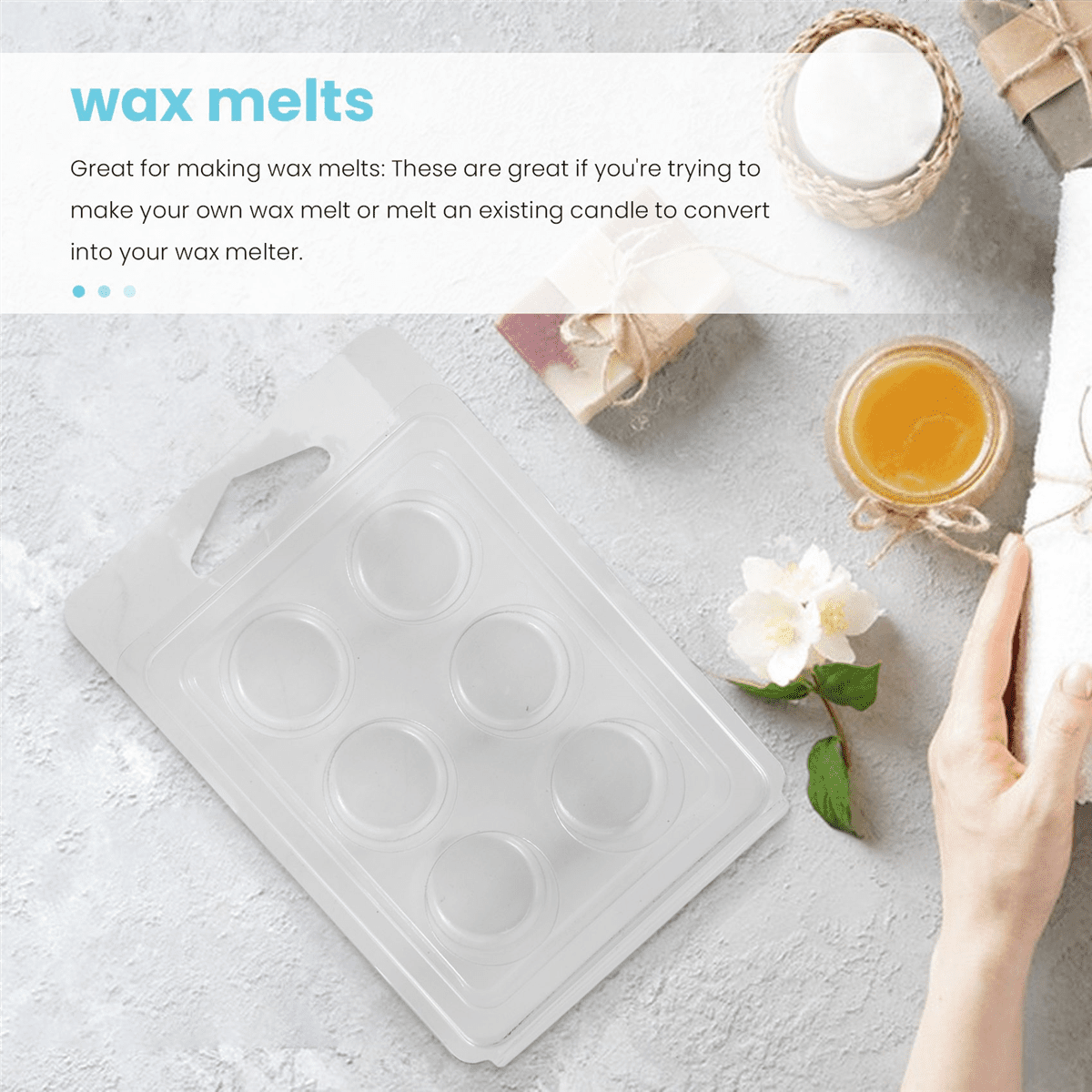 60 Pack Wax Melt Containers-6 Cavity Clear Empty Plastic Wax Melt -  Clamshells for Tarts Wax Melts. 