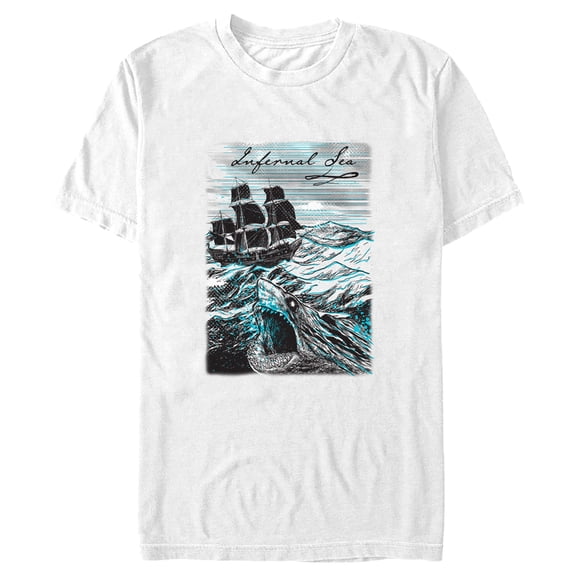 Men's Pirates of the Caribbean: Curse of the Black Pearl Infernal Sea Graphic Tee White 2X Large