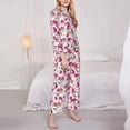 thumbnail image 3 of Picia Lilies Flowers Pattern Women’s Long-Sleeve Sleepwear Set - Soft 2-Piece Loungewear with Pockets, Comfy PJs for Relaxing Nights-Small, 3 of 7