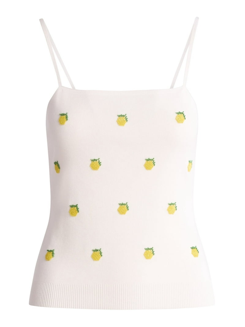 Free Assembly Women's Beaded Tank Top Sweater, Sleeveless, Soft