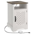 thumbnail image 2 of Set of 2 Farmhouse Nightstand Side Table, Wooden Rustic End Table, Tall Bedside Table with Electrical Outlets Charging Station, White & Oak, 2 of 6