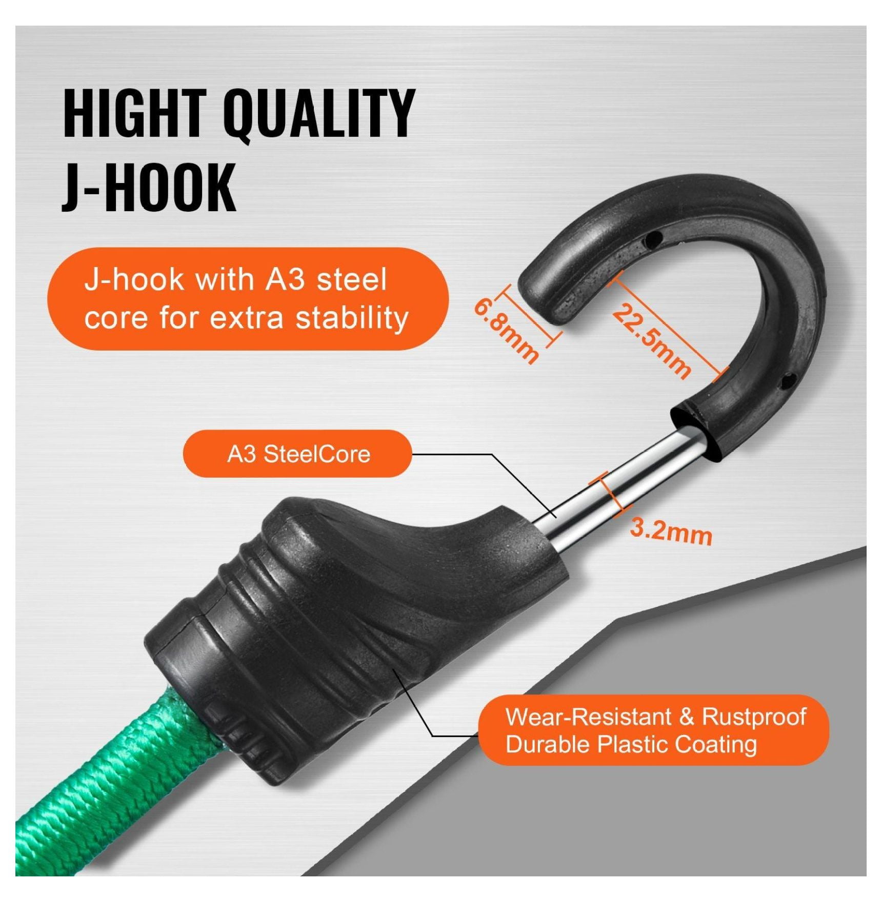 Bungee Cords 32 Pack, 8mm Heavy Duty Straps with Steel Hooks - Secure Storage & Transport - Elastic Rope for Cargo, Camping, Garage, Motorcycle - Multi Purpose Bungee Rope