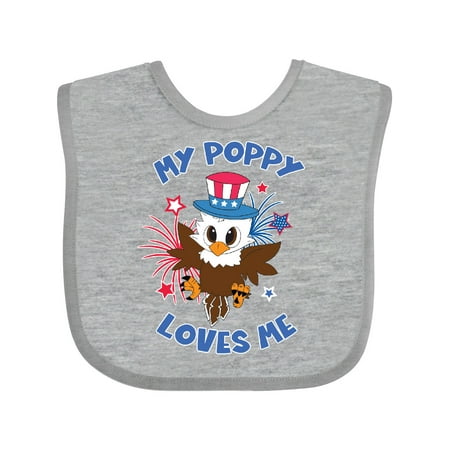 

Inktastic 4th of July My Poppy Loves Me Cute Patriotic Baby Eagle Gift Baby Boy or Baby Girl Bib