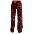 thumbnail image 4 of Womens Valentines Day Pajama Pants Holiday Elastic Waist Cute Valentine's Day Pajama Pants Drawstring Jogger Wide Leg Athletic Pants, 4 of 5