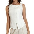 thumbnail image 4 of Asymmetrical Tank Top for Women Sleeveless Button Down Going Out Tops Summer Outfits 2026 S White, 4 of 6