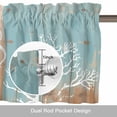 thumbnail image 6 of Summer Ocean Valance Curtain for Windows Sea Octopus White Coral Silhouette Retro Wood Grain Rod Pocket Curtain Valances Short Window Treatments for Kitchen Bathroom Laundry Basement 60 x 18 Inch, 6 of 9
