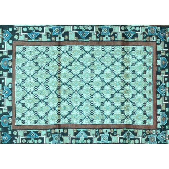 Ahgly Company Indoor Rectangle Persian Light Blue Traditional Area Rugs, 8' x 10'