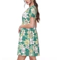 thumbnail image 2 of Rocae Lotus Flower1 for Dresses Summer Casual Ruffle Short Sleeve Cute Crew Neck Flowy Dress with Pockets, 2 of 6