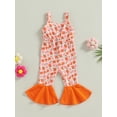 thumbnail image 2 of Coduop Baby Girls Sling Jumpsuit Bodysuit Overalls,Sleeveless V Neck Floral Bell-Bottoms Palysuit, 2 of 9