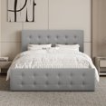 thumbnail image 6 of Senfot Full Size Bed Frame with 4 Storage Drawers and Headboard, Linen Upholstered Platform Bed Frame with Wooden Slats Support, No Box Spring Needed,Button Tufted Design, Light Grey, 6 of 6