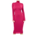 thumbnail image 2 of LYXSSBYX Long Sleeve Dresses Hot Sale Clearance Women Fashion Slim High Neck Long Dress Long Sleeve Pure Color Dress, 2 of 8