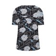 thumbnail image 3 of Blouses à Manches Courtes pour Femmes, Mode Décontractée, Manches Bouffantes, Col en V, Imprimé, 3 of 4