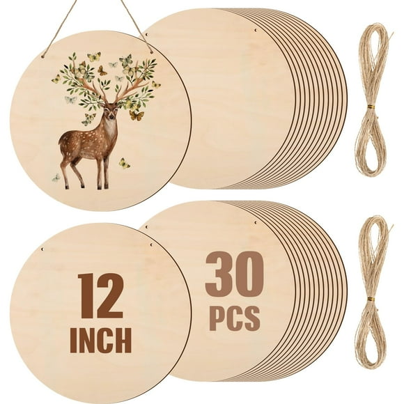 Ruedas de madera Suzile, 30 unidades, 30 cm de diámetro, para manualidades, sin terminar