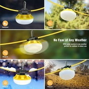 50FT 5 LED Construction String Lights, 50W LED Temporary Lighting,IP65 Weatherproof Super Bright Industrial Grade Work Lights