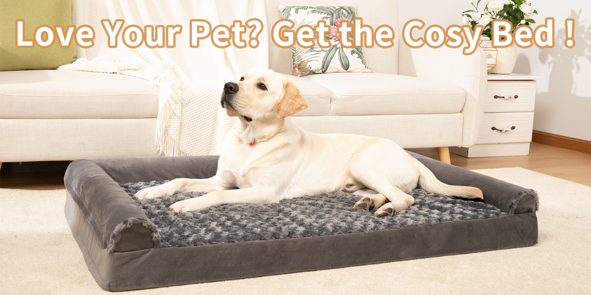 KSIIA 36" Orthopedic Pet Couch for Large Dogs Waterproof Dog Beds with Memory Foam And Washable Cover