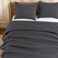 thumbnail image 2 of VCCOEM Quilt Set Twin/Twin XL Size Lightweight Bedspreads, All Season Coverlet, 2 Piece (1 Quilt, 1 Pillow Sham), Coin Pattern, Dark Gray, 2 of 10