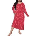thumbnail image 2 of siminseming Chemises de Nuit de Noël pour Femmes & Chemises de Nuit Grande Taille Robe de Nuit Décontractée Imprimé de Noël Mignon Manches Longues Col Rond Extensible Ample Vêtements Chaussures & Accessoires, 2 of 5