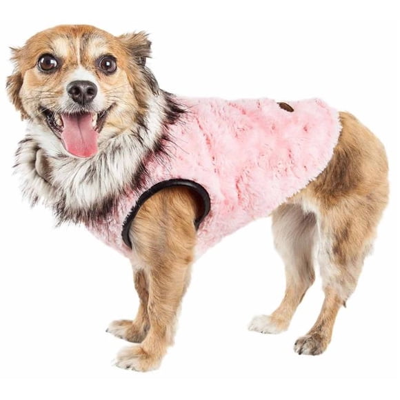 Pet Life 45PKLG Luxe Pinkachew Charming Designer Mink Fur Dog Coat Jacket, Light Pink - Large