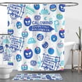 thumbnail image 1 of Whimsical Rideau de Douche Bleu & Blanc Halloween avec Citrouilles & Fantômes, 1 of 4