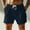 Navy, variant on Dolkfu Mens 5 inch Shorts Drawstring Solid Color Loose Fit Washed Cotton Beach Shorts Trendy Men Shorts 2025,L