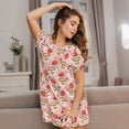 thumbnail image 6 of Bixox Floral Mugs And Strawberries Pattern Women's Nightgown, Soft & Breathable Sleepwear, Round Neck Knee-Length Pajama Dress,Loungewear for Home & Sleep, 6 of 7