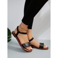 thumbnail image 4 of Women Elastic Band Ankle Strap Sandals, Elegant Summer Black Flat Sandals, 4 of 5