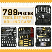 UBesGoo 799 Pcs Tool Set, Household Repair Hand Tool Kit, Mechanics Tool Kit, with Trolley Case, Black