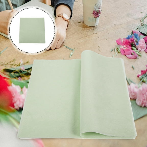 FELTECHELECTR Tissue Paper Sheets Floral Wrapping For Craft Projects Light Green 30x30cm Protective Packaging