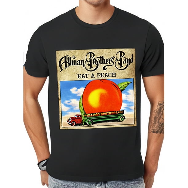 Full Man Brothers album "Eat a Peach" 1972 poster classic T-shirt 337190 fun men's short sleeved pattern T-shirt series black PR Tee For Adult, Men, Women, Teen, Teenager, Adolescent,Youth