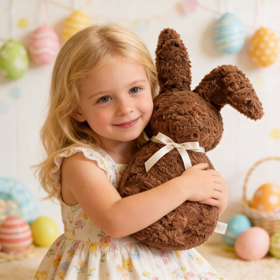 Eoozwa Easter Bunny Shaped Plush Pillow, Super Soft Comfortable Cushion for Sofa Bed, Cute Decorative Throw Pillow, 15.75 x 7.87 Inches, Beige Coffee
