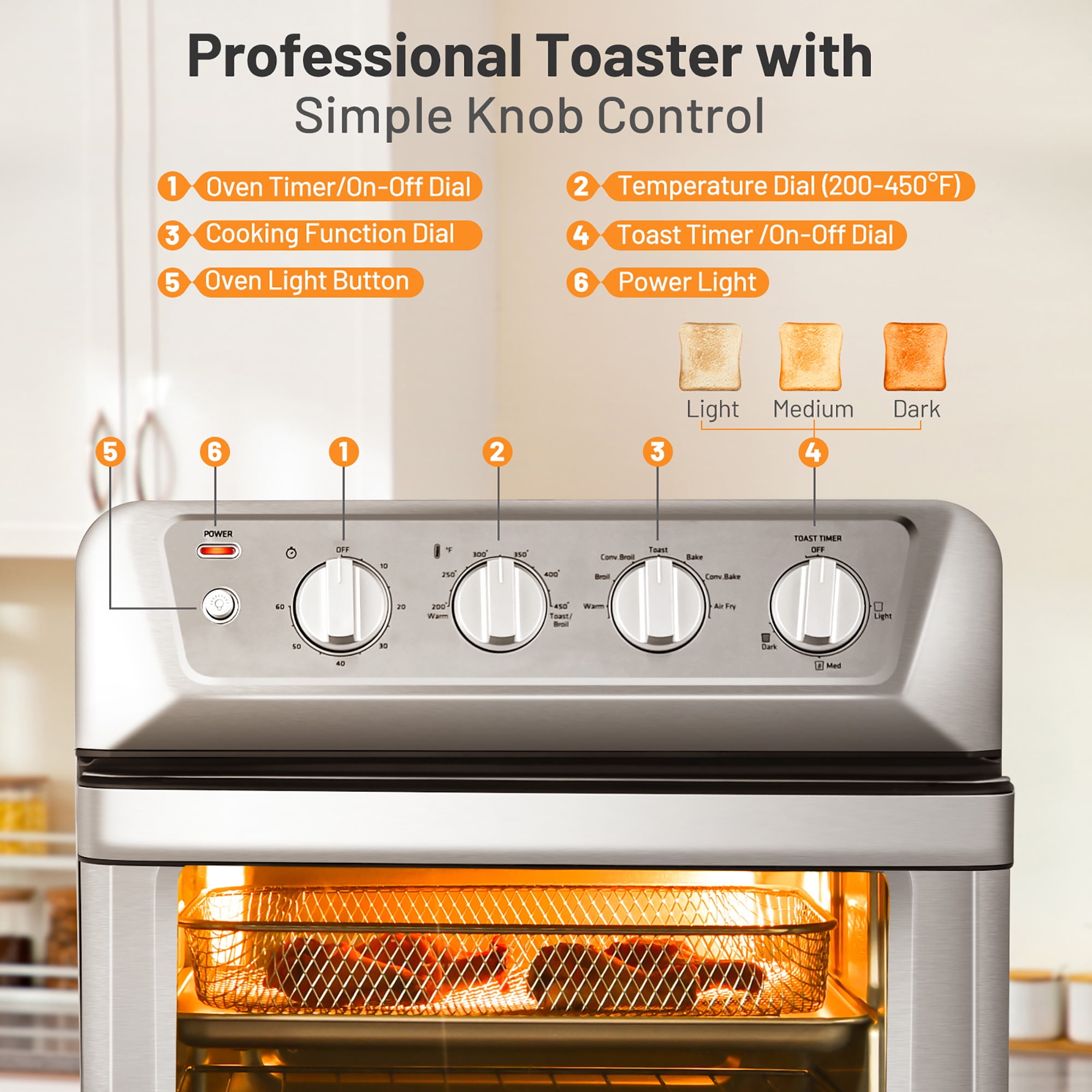  COSTWAY Air Fryer Toaster Oven, 7-in-1 Convection Countertop  Oven with Auto-Shut-Off, Timer, Accessories & Cookbook, 1800W, 21.5 QT Air  Fryer Toaster Oven Combo, Bake, Broil, Toast, Reheat, Fry Oil-Free,  Stainless Steel 