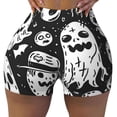 thumbnail image 2 of Fotbe Black White Spooky Ghosts Shorts Sin Costuras – Shorts Deportivos de Cintura Alta para Mujer, Elásticos para Gimnasio, Yoga, Running o Ciclismo-Large, 2 of 8
