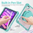 thumbnail image 4 of ELEHOLD Rotating Shockproof Case For iPad Mini 7th(A17 Pro) 2025/ 6th Generation 2022, Full Body Protection Clear Rugged Cover, 360° Rotating Ring Hand Grip Stand, Nylon Shoulder Strap,Lightgreen, 4 of 7