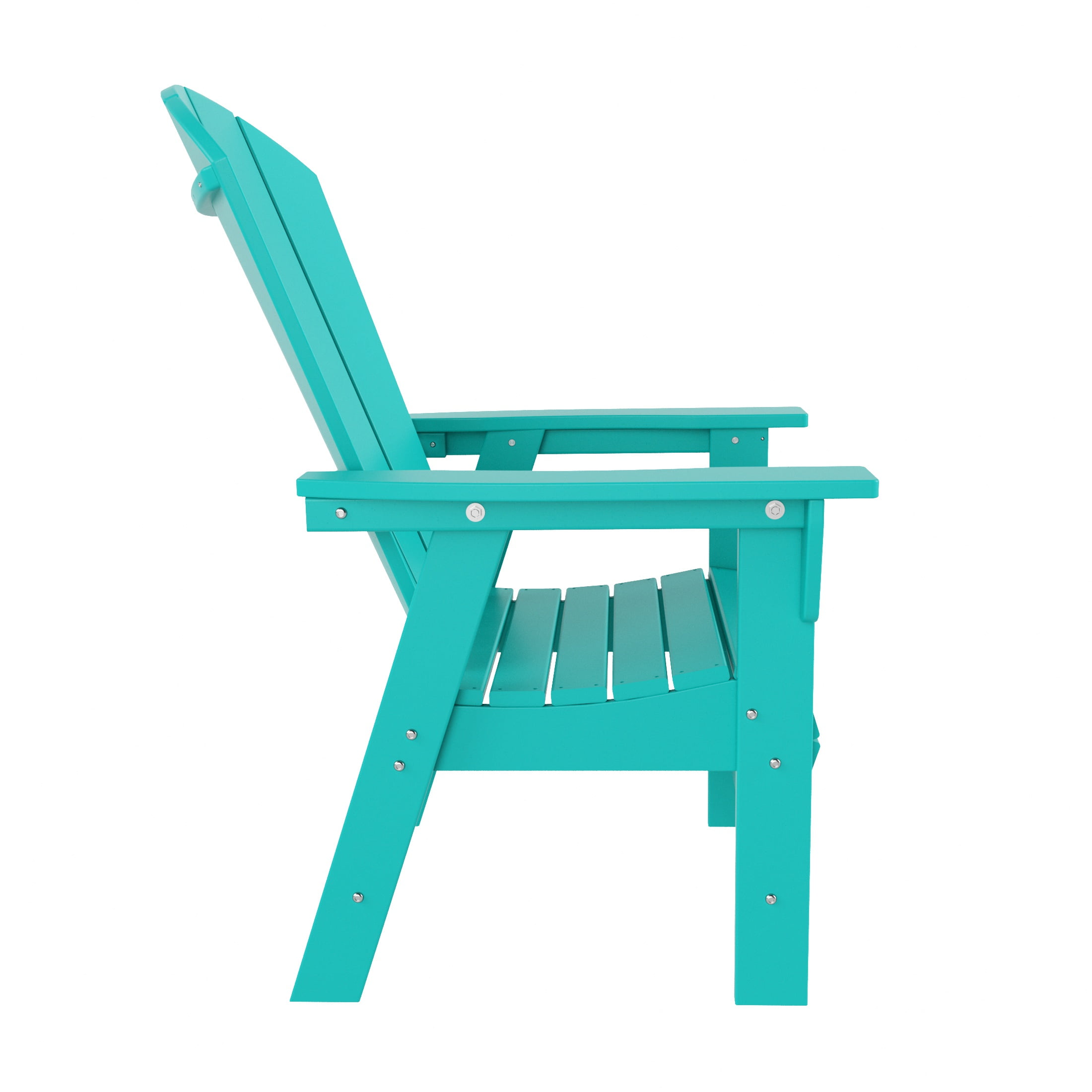 WestinTrends Malibu 5 Piece Adirondack Outdoor Dining Set, All Weather Poly Lumber Patio Table and Chairs Furniture Set, 43" Trestle Square Dining Table and 4 Adirondack Dining Chair, Turquoise